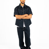 Indigo Denim Straight Leg Jean With Stud Detail