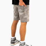 Oversized Washed Grey Textured Denim Shorts