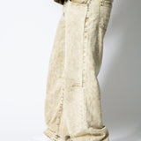 ONYX - Relaxed Baggy Acid Wash Beige Jeans
