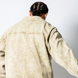 RIDER - Relaxed Zip‑Up Acid Wash Beige Denim Jacket