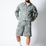 HARRINGTON - Faded Leopard Print Boxy Denim Jacket