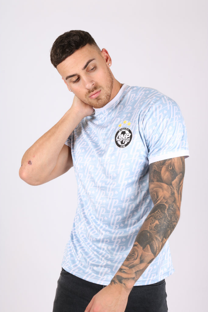 Vintage Football Shirt Members Only Club Jersey in Baby Blue