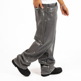 Metallic Coated Baggy Jeans