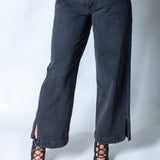 LNP mid rise straight jean with diamante seam detail in washed black