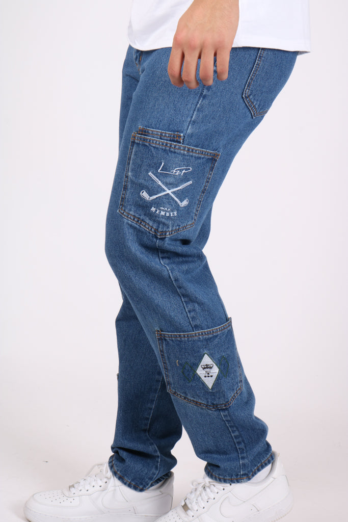Original Indigo Golf Club Embroidery Straight Leg Jeans