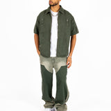 Khaki Panelled Detail Denim Shirt