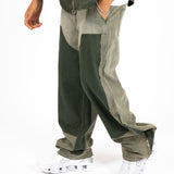 Khaki Panelling Contrast Detail Baggy Jean