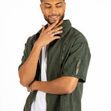 Khaki Panelled Detail Denim Shirt