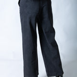 LNP mid rise straight jean with diamante seam detail in washed black
