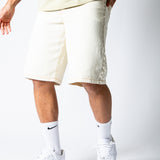 Ecru Side Stud Detail Denim Jorts