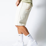 Ecru Side Stud Detail Denim Jorts