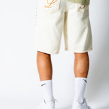 Ecru Side Stud Detail Denim Jorts