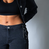 LNP baggy chain detail jean in black