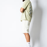 Ecru Side Stud Detail Denim Jorts