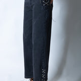 LNP baggy chain detail jean in black