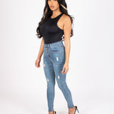 Vintage Wash Distressed Button Up Skinny's