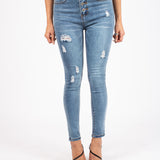 Vintage Wash Distressed Button Up Skinny's