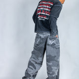 LNP baggy fit denim jeans in tonal camo