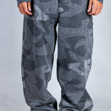 LNP baggy fit denim jeans in tonal camo