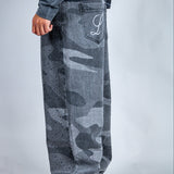 LNP baggy fit denim jeans in tonal camo