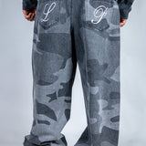 LNP baggy fit denim jeans in tonal camo