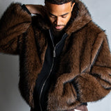 Maverick Brown Fur Hooded Jacket