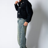 HARRINGTON - Buckle Detail Jacket in Black