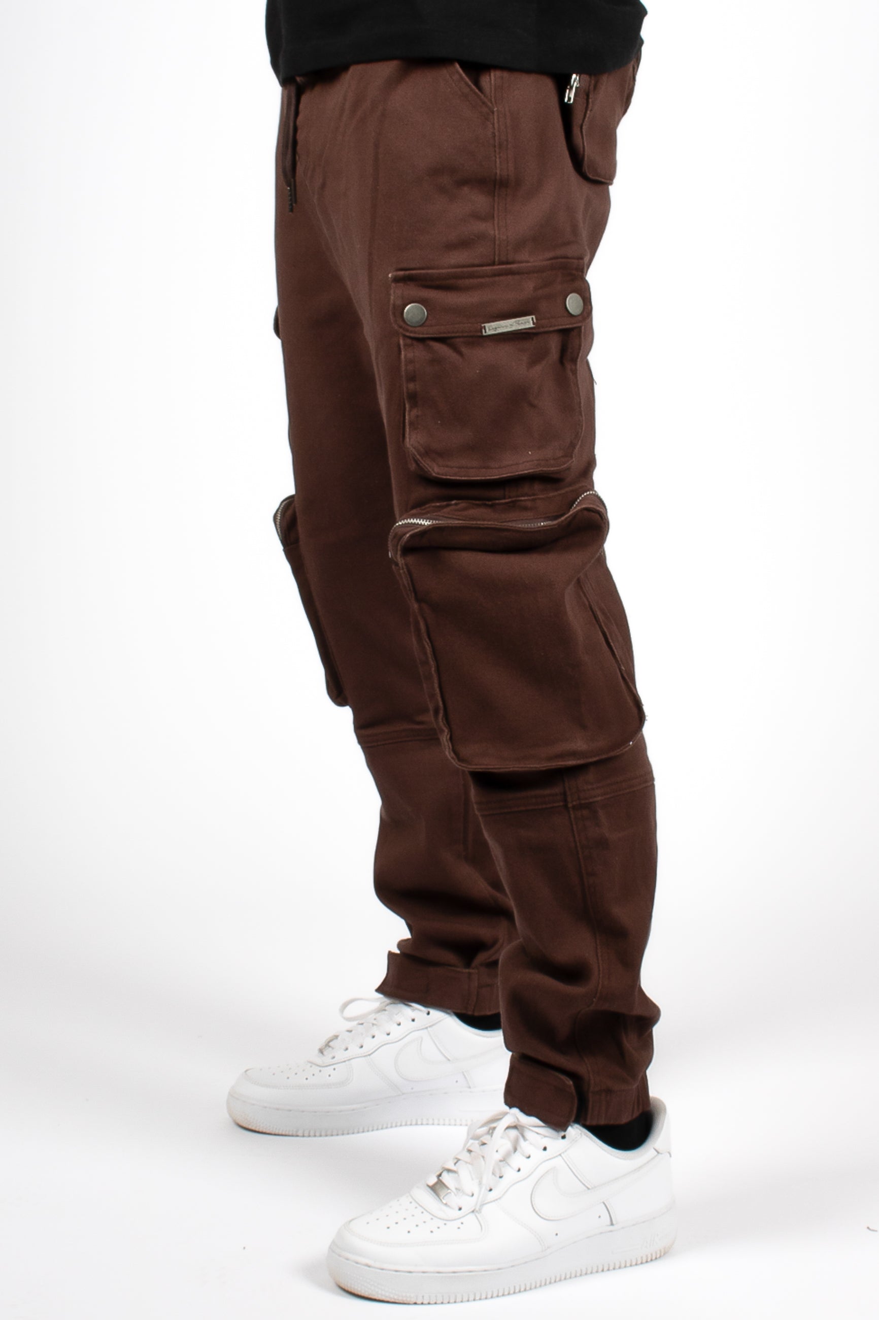 Relaxed Fit Utility Cargo Pants In Chocolate Brown