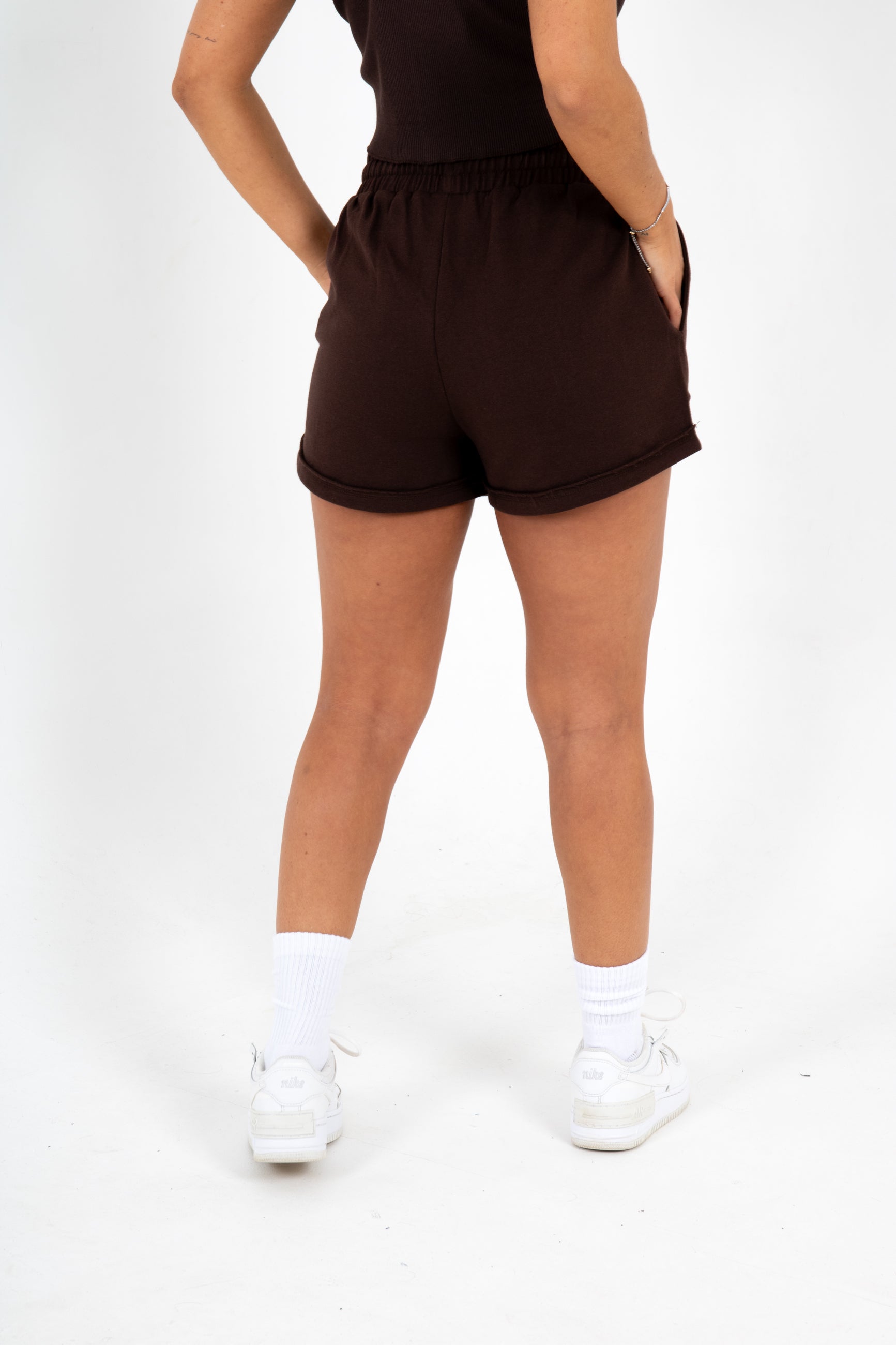Brown LNP Essential Relaxed Raw Edge Shorts