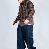 LNP brown boxy zip through shirt