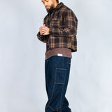 LNP brown boxy zip through shirt