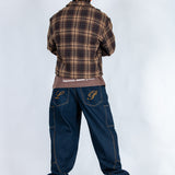 LNP brown boxy zip through shirt