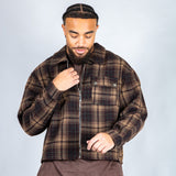 LNP brown boxy zip through shirt