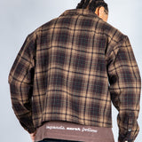 LNP brown boxy zip through shirt