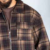 LNP brown boxy zip through shirt