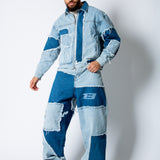 RIDER - Distressed Cut N Sew Boxy Blue Denim Jacket