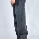 Onyx Zip Detail Baggy Jeans In Black