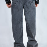 Onyx Zip Detail Baggy Jeans In Black