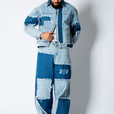 RIDER - Distressed Cut N Sew Boxy Blue Denim Jacket