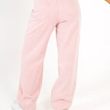 Pink Mid-Rise Boyfriend Fit Jean With Knee Slit
