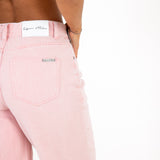 Pink Mid-Rise Boyfriend Fit Jean With Knee Slit