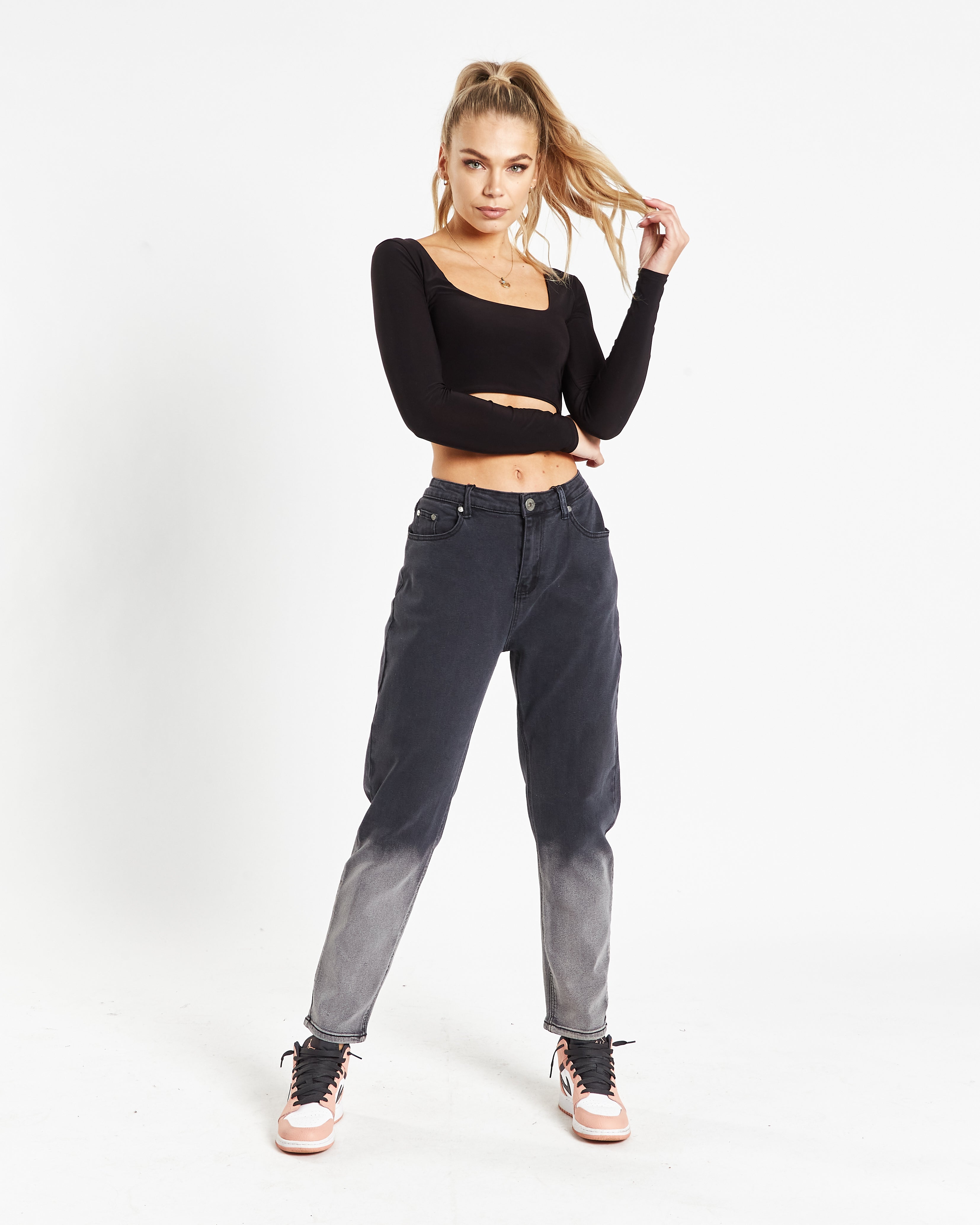 Mom Jeans In Comfort Stretch In Ombre Effect