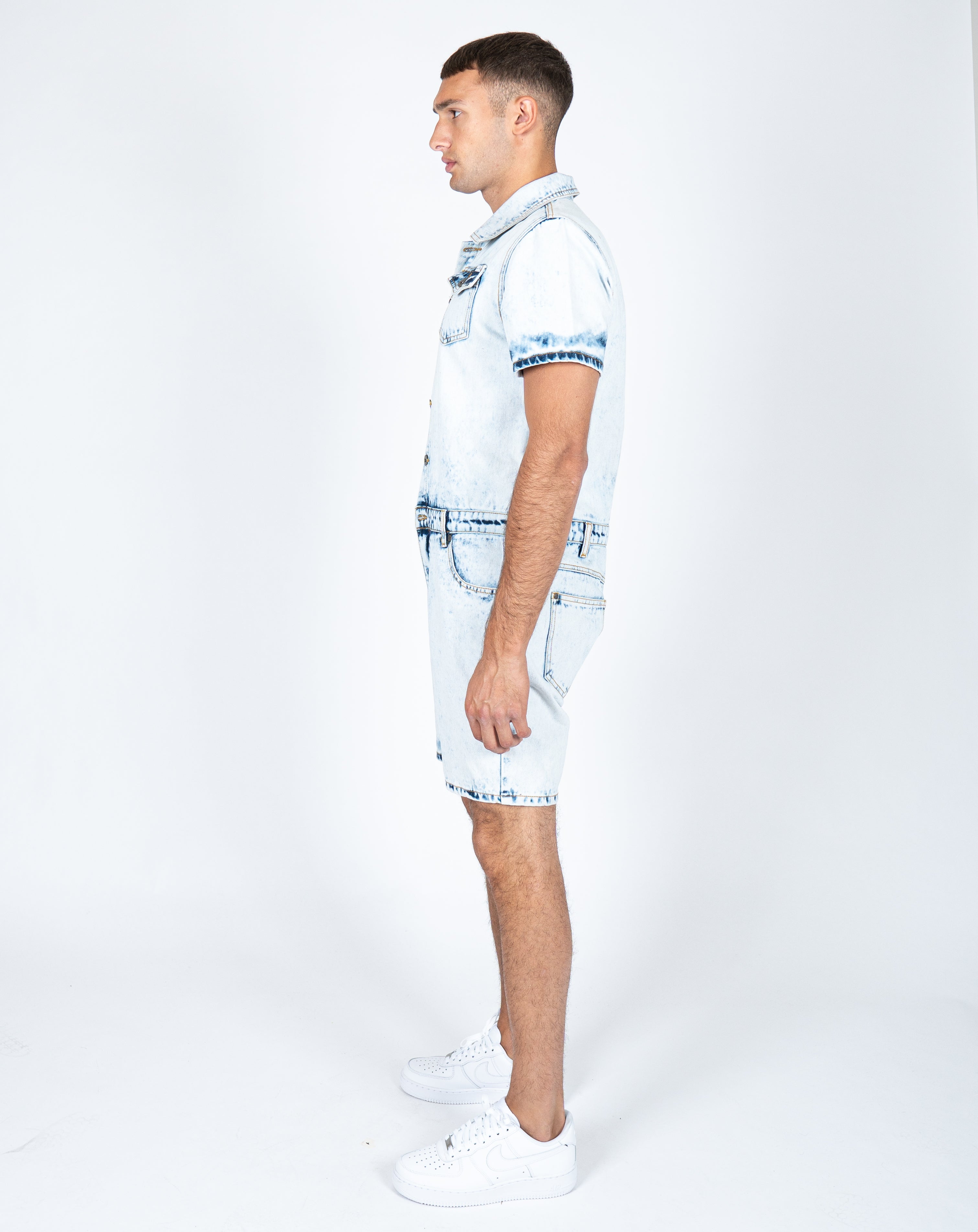 Tennessee Denim Overall Shorts in Cloud Wash