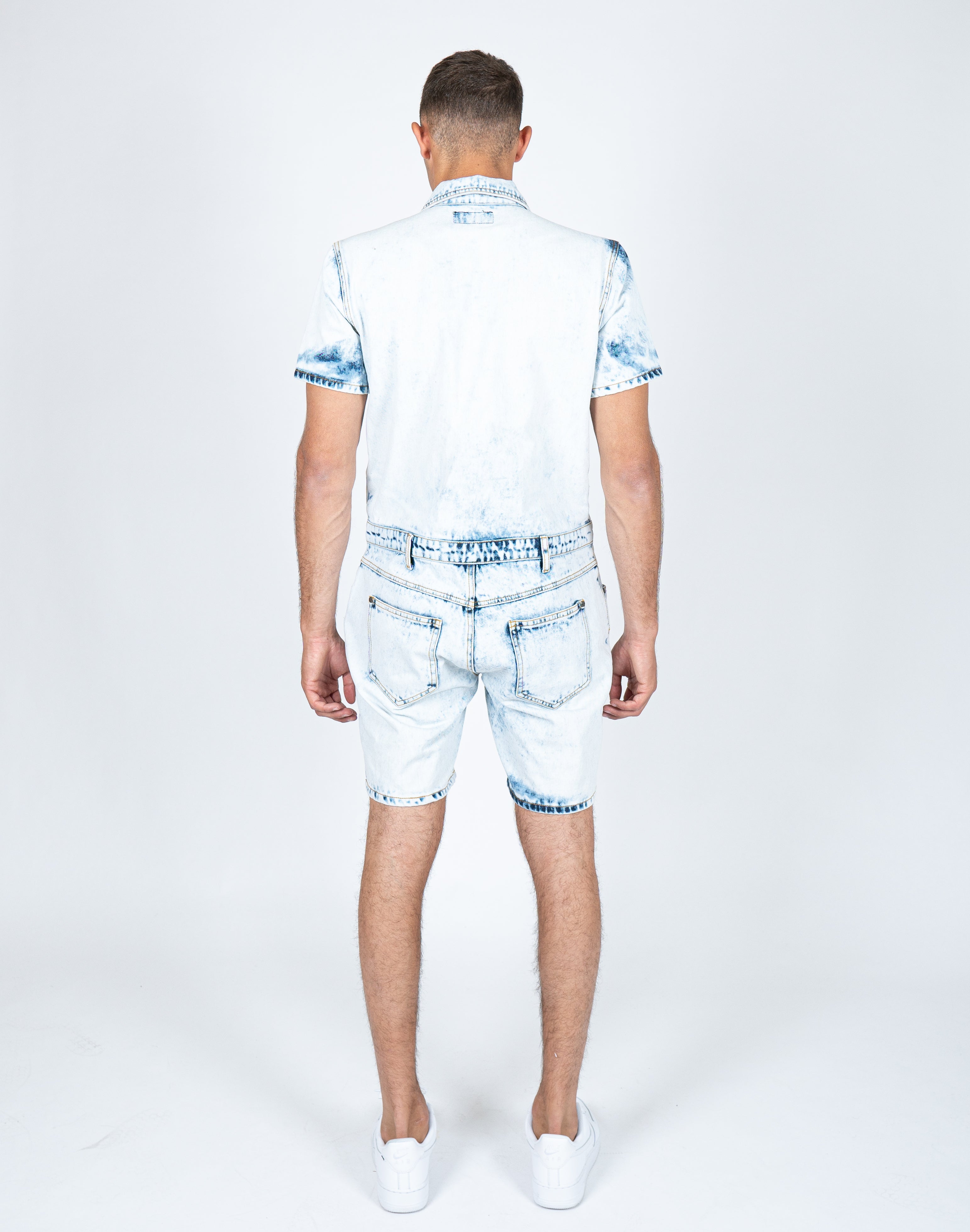Tennessee Denim Overall Shorts in Cloud Wash