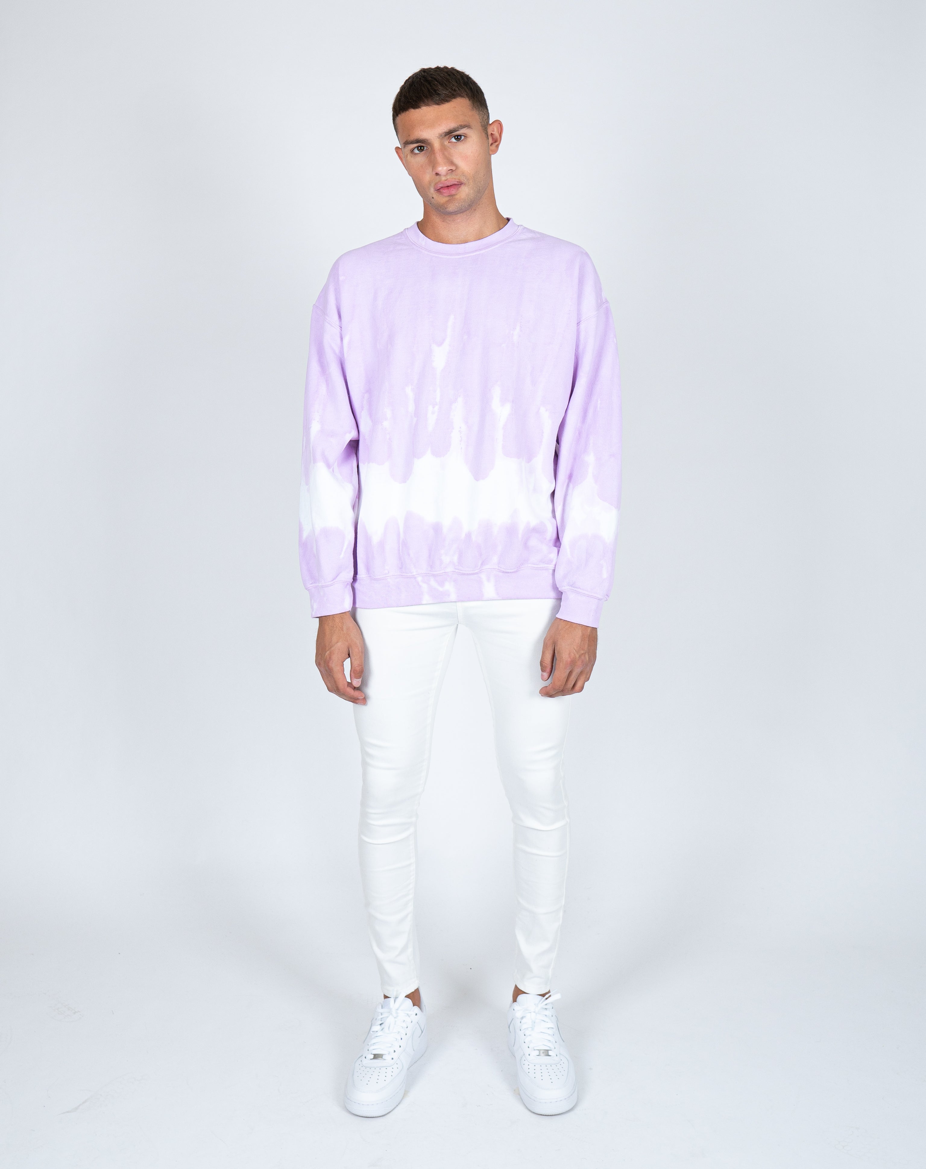 Unisex Candy Sweatshirt With Tie Dye Stripe In Lilac