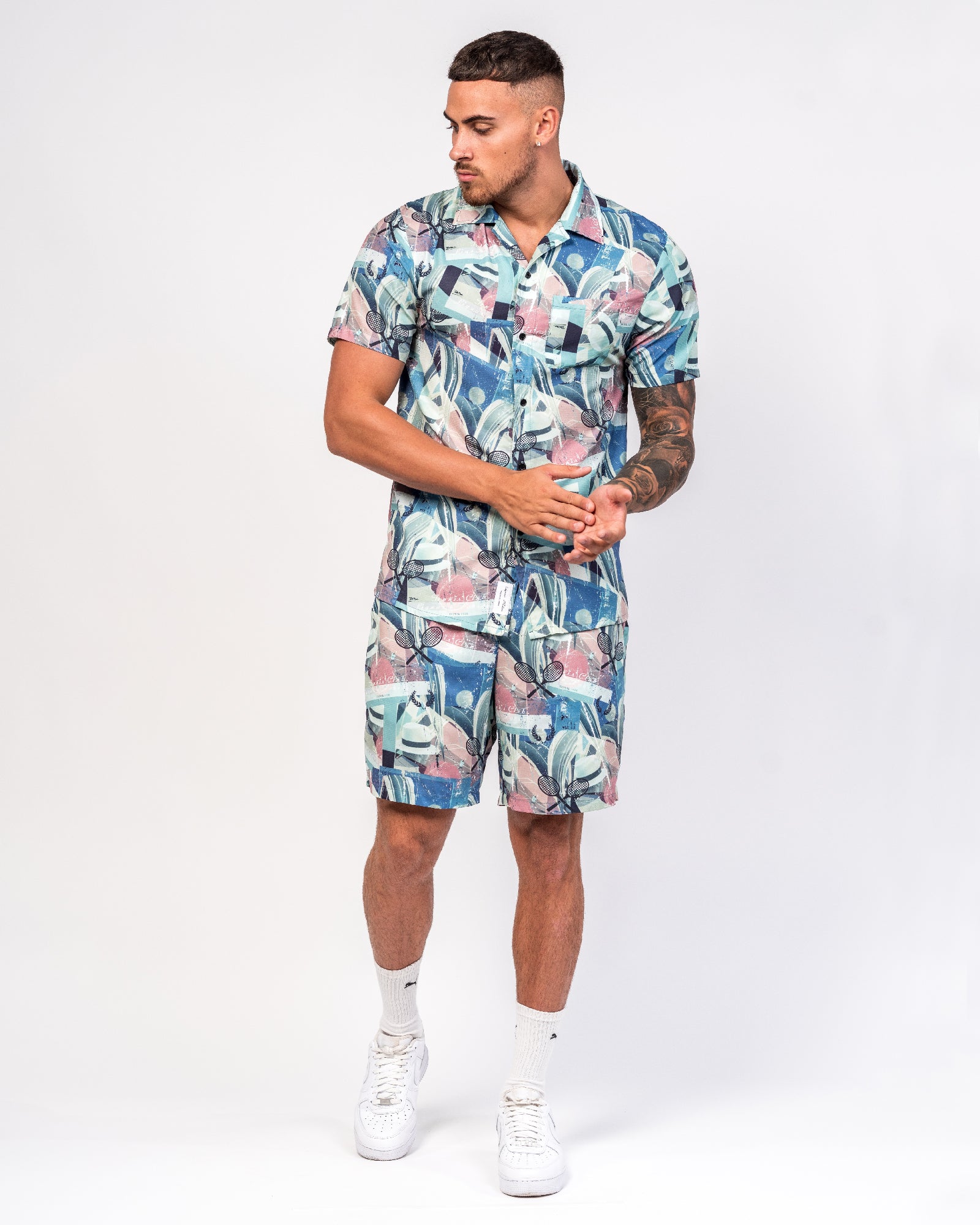 Havanna Club Tennis Print Revere Shirt