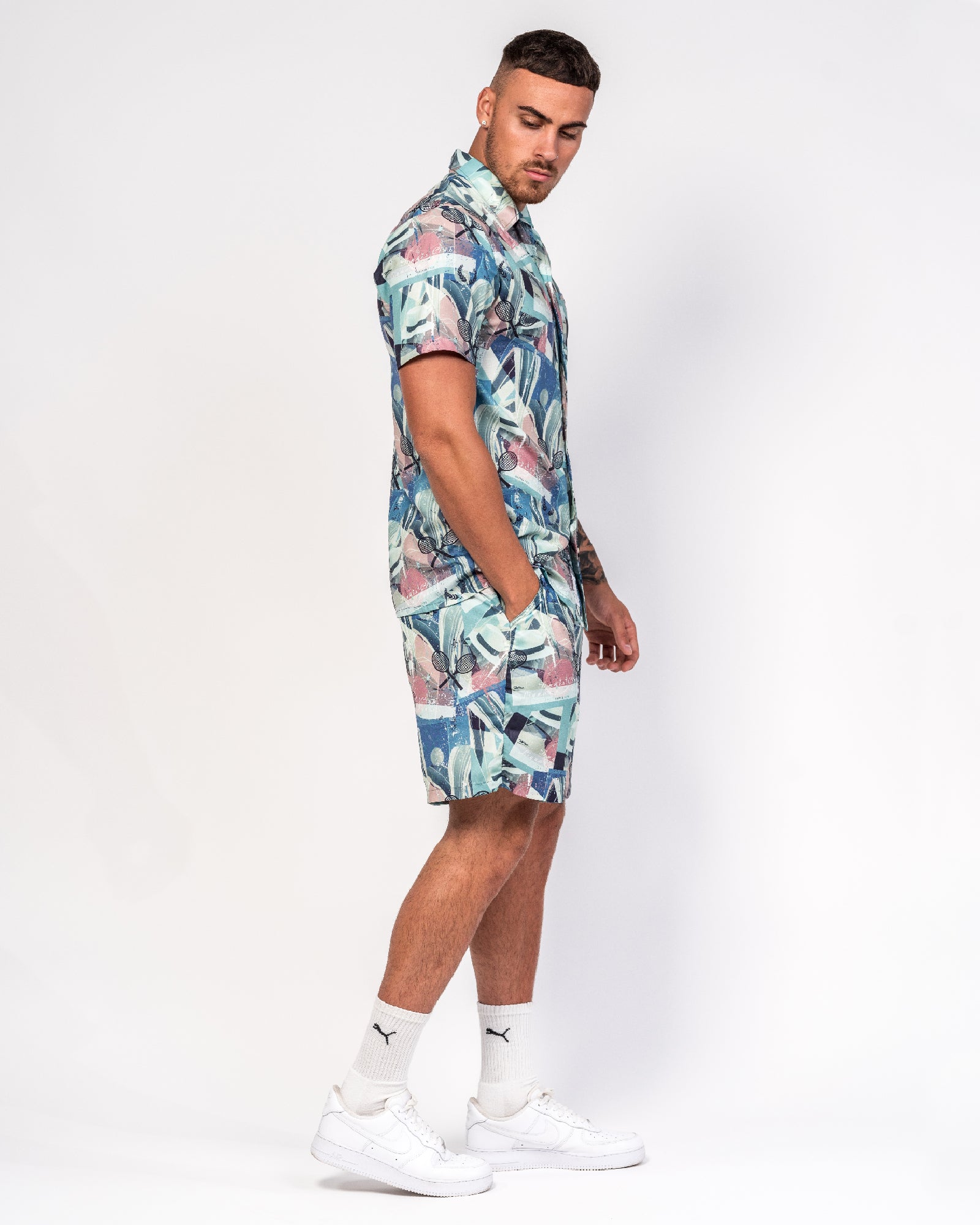 Havanna Club Tennis Print Revere Shirt