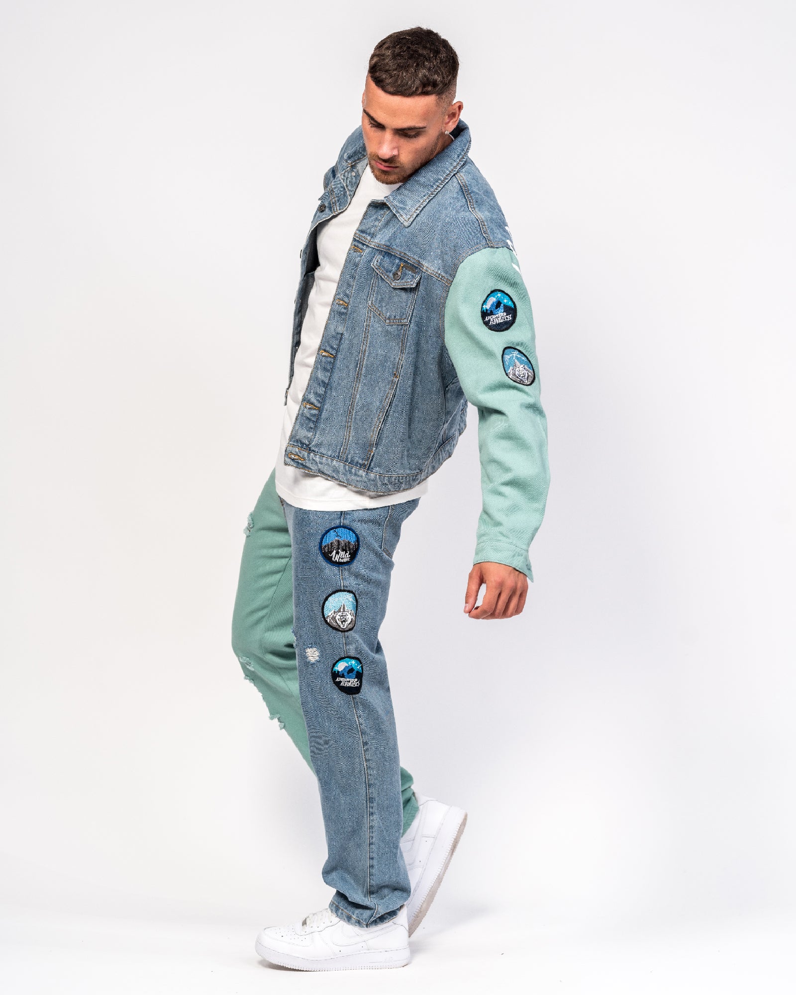Montana Spliced Denim Jacket with Wilderness Embroidery Patches
