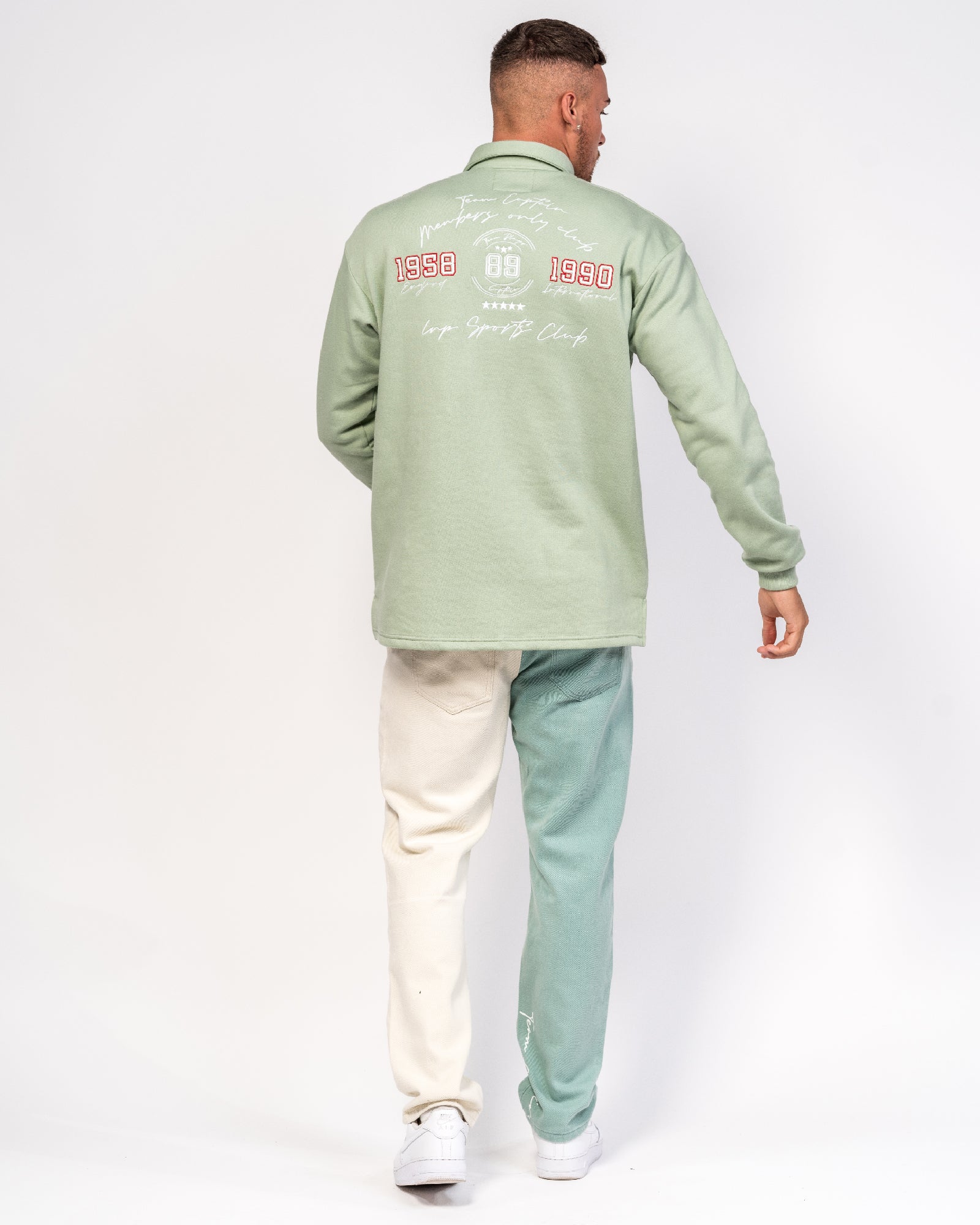 Varsity Rubgy Shirt With Club Embroidery In Sage