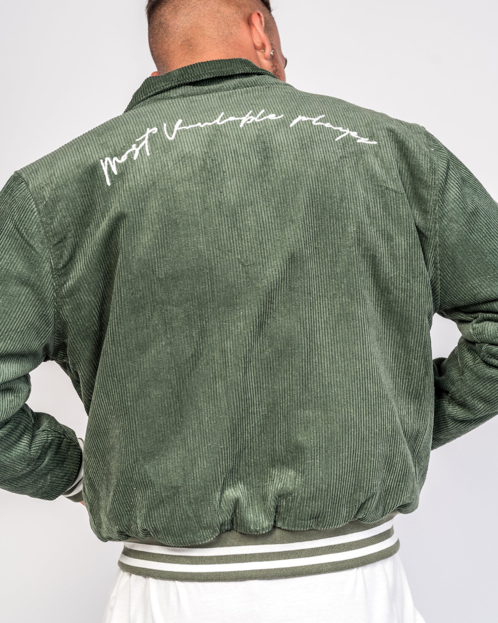 Khaki Varsity Padded Corduroy Jacket